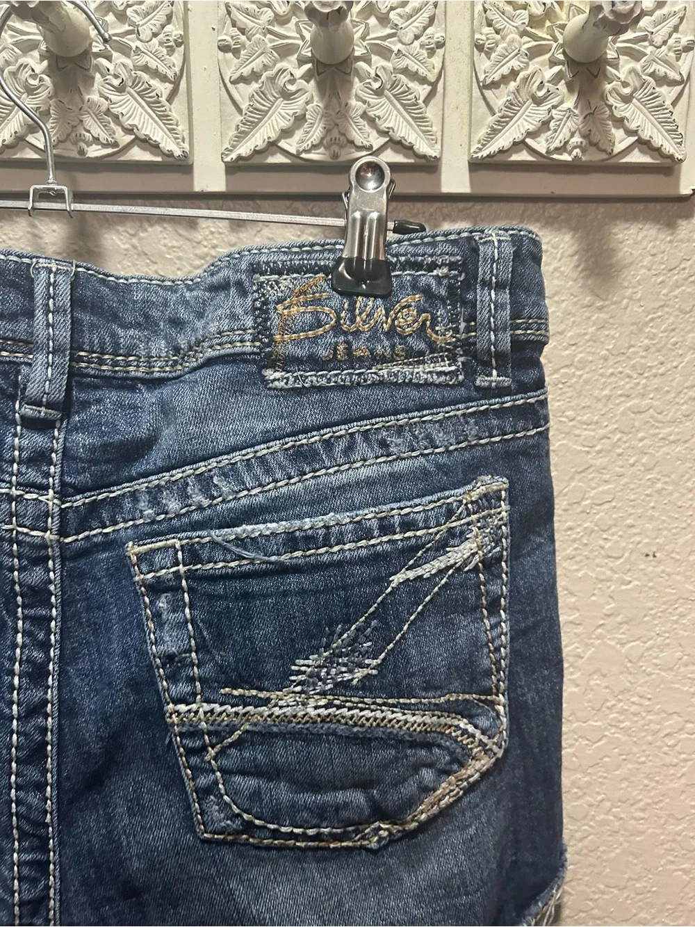 Silver Jeans Distressed Blue Denim Shorts